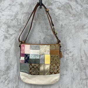Coach Vintage 10018 Multicolor Crossbody Zip Top Bag Purse Mixed Media Logo